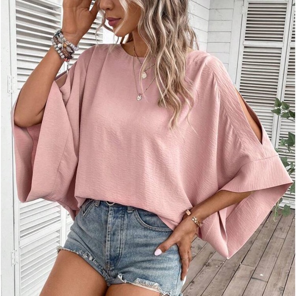 Oversized Cut Out Cold Shoulder Top Blouse Shirt - Picture 4 of 6